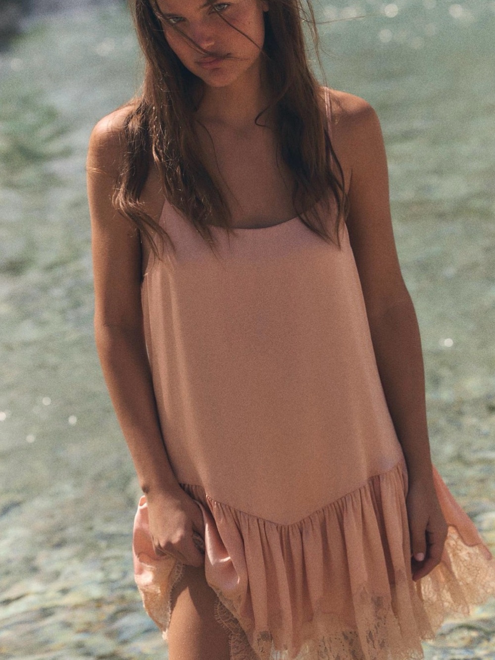 Zara Blush Peach Slip Cover-Up Dress